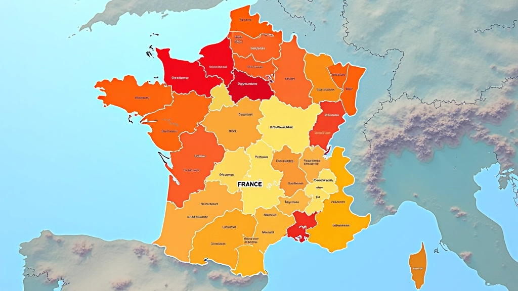 Cartes de France colorées affichant les prix régionaux avec légende de gradient de couleurs
